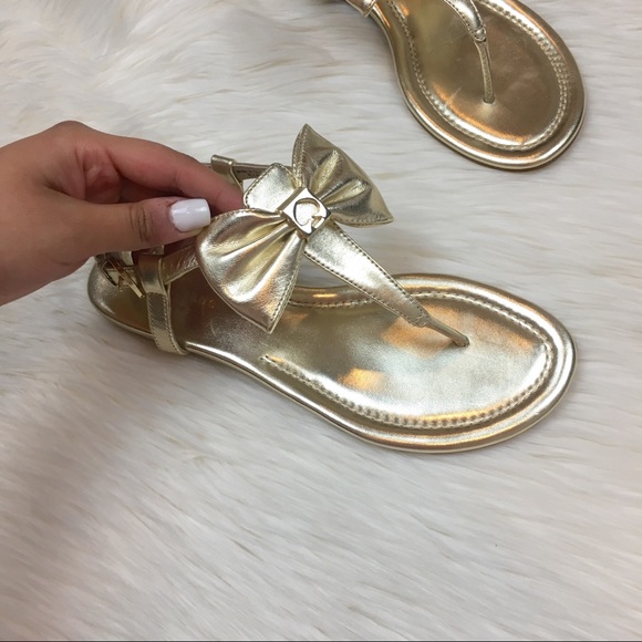 kate spade Shoes Kate Spade Gold Bow Tie Sandals Poshmark